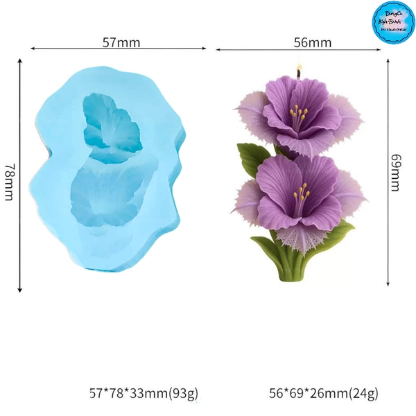 Khuôn Silicon - Hoa Chùm - Chùm Hoa Dâm Bụt Kèm Lá 6.9cm