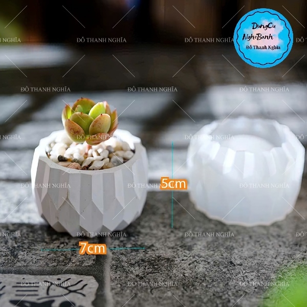 Khuôn Silicon - Chậu Cây - Đa Giác 7.9cm Không Kèm Đế