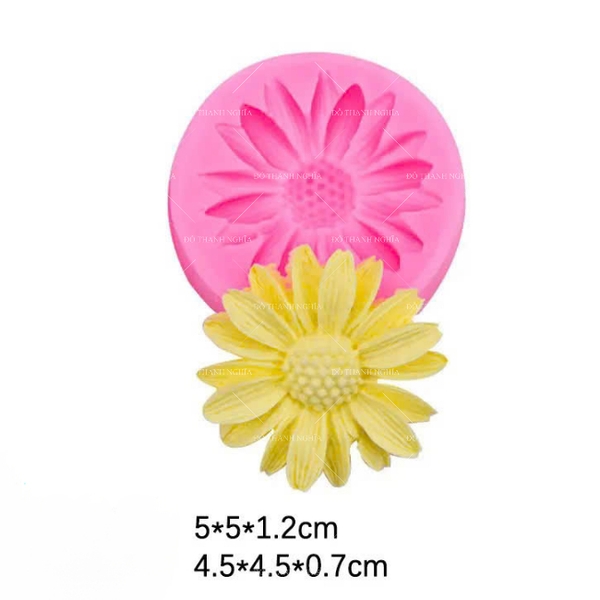 Khuôn Silicon - Hoa Cúc Dẹp Họa Mi - 4.5cm
