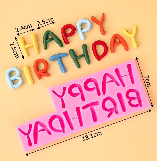 Khuôn Silicon - Chữ Lăn Happy Birthday
