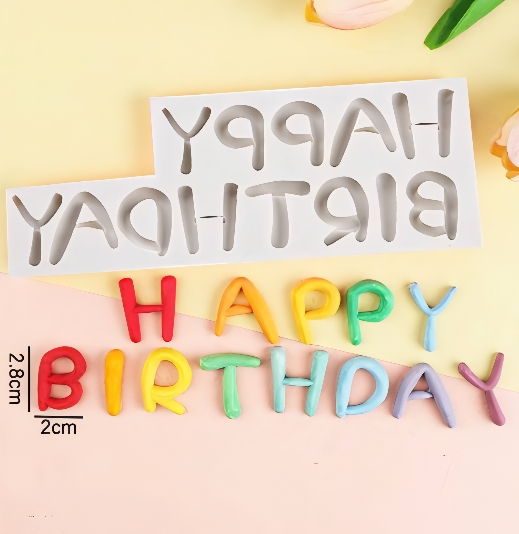 Khuôn Silicon - Chữ Lăn Happy Birthday