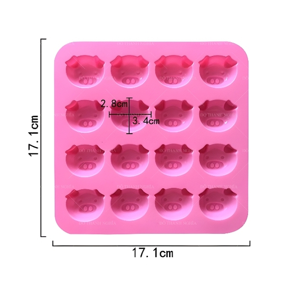Khuôn Silicon - Động Vật - Heo Mặt 16c