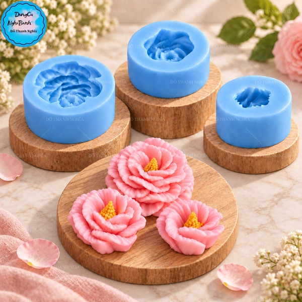 Combo 3 Khuôn Silicon - Hoa Cúc Nhụy Cánh Xoay Nhiều Tầng