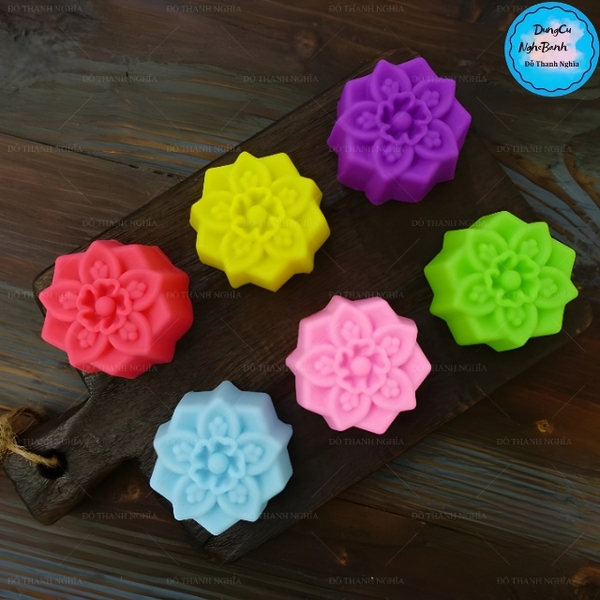 [10 cup] Khuôn Silicon - Cup Set 5cm - M35 - Hoa Cúc Tròn