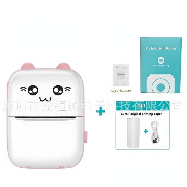 Máy In Nhiệt Cầm Tay Mini + 2 Cuộn Giấy In ( Bill+ In Dán)