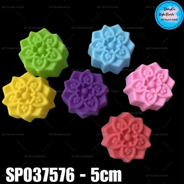 [10 cup] Khuôn Silicon - Cup Set 5cm - M35 - Hoa Cúc Tròn
