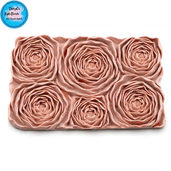 Khuôn Silicon - Viền Mảng Họa Tiết - Hoa Hồng 6c - 17x10cm