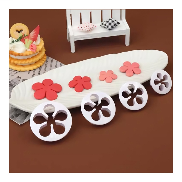 Vòng Ấn Cắt - Xôi Đậu Rau Cau - Set 4 Khuôn Cắt Cutter Hoa Mai