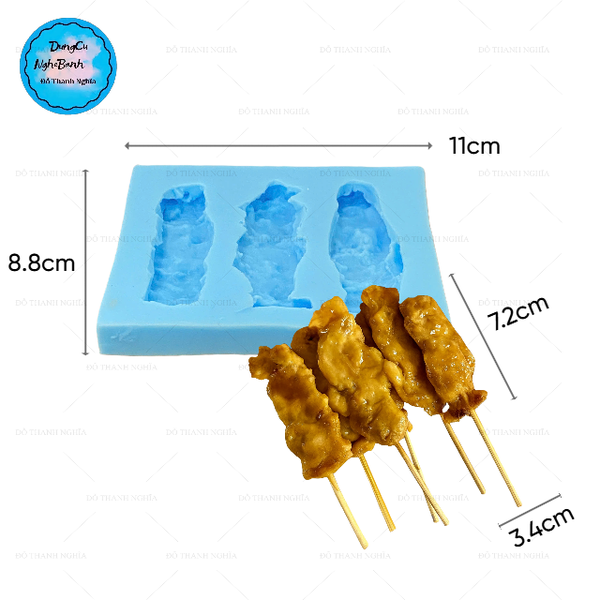 Khuôn Silicon - Món Ăn - Miếng Thịt Xuyên 3C 8.3cm