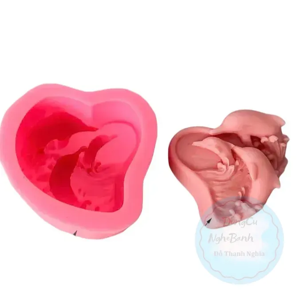Khuôn Silicon -Sinh Vật Biển - Cá Heo 6.5cm 3c Tim