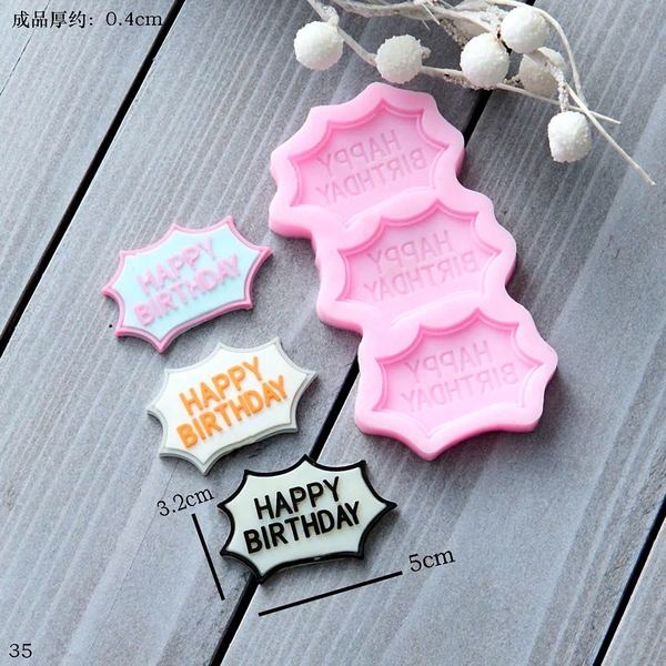 Khuôn Silicon - Chữ Happy - Nhọn 3c 5cm