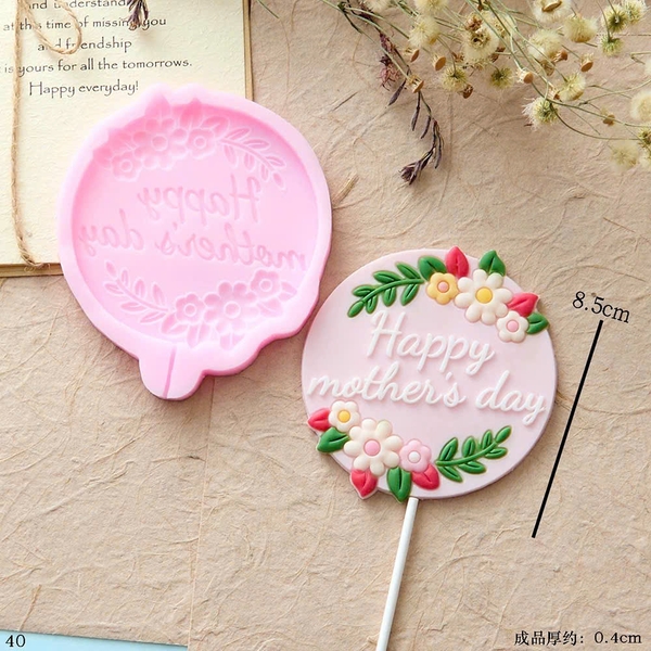 Khuôn Silicon - Chữ Happy Morthers Day 8.5cm