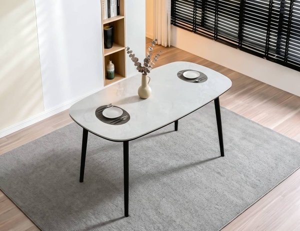BÀN ĂN CERAMIC AMELIA 6 CHỖ BO GÓC