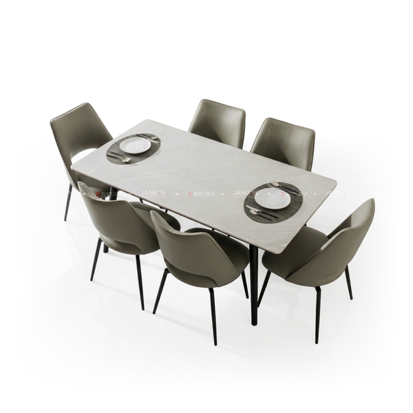 BỘ BÀN ĂN CERAMIC 6 CHỖ AMELIA + GHẾ LUMI