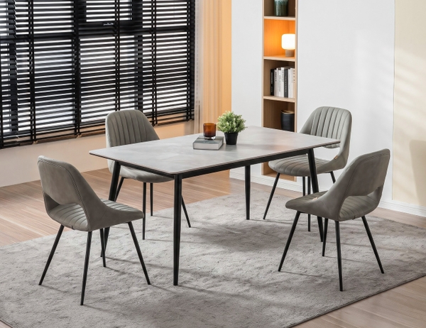 BỘ BÀN ĂN CERAMIC AMELIA 4 CHỖ + GHẾ LUMI
