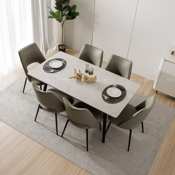 BỘ BÀN ĂN CERAMIC 6 CHỖ AMELIA + GHẾ LUMI