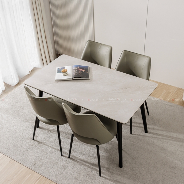 BỘ BÀN ĂN CERAMIC AMELIA 4 CHỖ + GHẾ LUMI