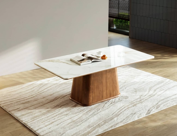 BÀN ĂN CHỮ NHẬT MẶT ĐÁ CERAMIC EDEN 6 CHỖ