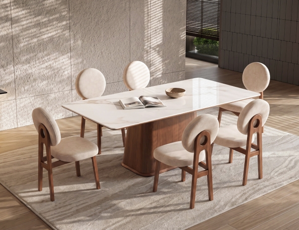 BỘ BÀN ĂN ĐÁ CERAMIC 6 CHỖ EDEN MẶT B