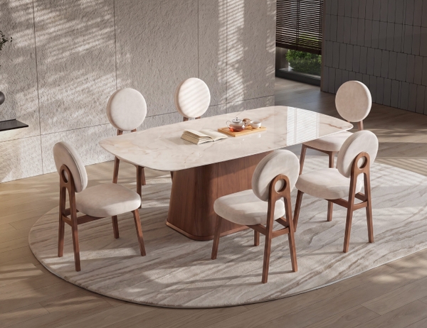 BỘ BÀN ĂN ĐÁ CERAMIC 6 CHỖ EDEN MẶT N