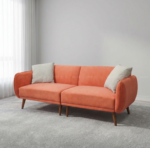 Sofa mẫu Dennis Orange + Gối Daisy (Hàng Trưng Bày)
