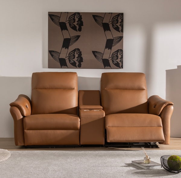 SOFA DA VIENNA 3 CHỖ TOBACCO+ BÀN LƯU TRỮ
