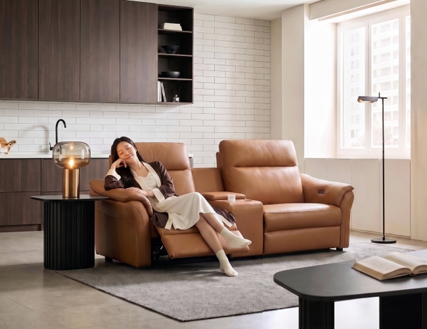 SOFA DA VIENNA 3 CHỖ TOBACCO+ BÀN LƯU TRỮ