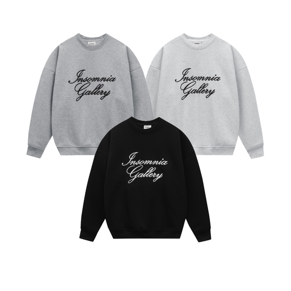 [NEW ARRIVAL] Áo Nỉ Bông Sweater Thêu INSOMNIA Gallery Form Boxy Unisex - HD016