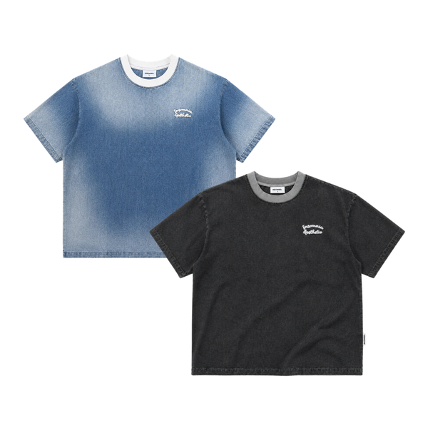 [NEW ARRIVAL] Áo Thun Boxy Denim Wash Thêu Len INSOMNIA Aesthetic - TS072
