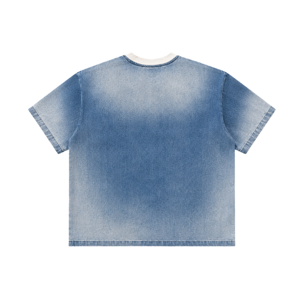 [NEW ARRIVAL] Áo Thun Boxy Denim Wash Ver2 Thêu Xù 07 INSOMNIA CULTURE - TS073