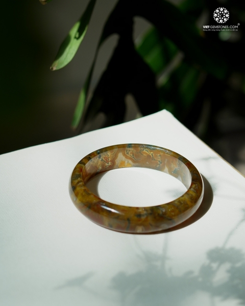 Vòng Nguyên Khối Băng Ngọc Thuỷ Tảo bản hẹ