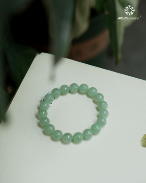 Vòng Tay Cẩm Thạch Xanh Táo Nếp Băng 10mm