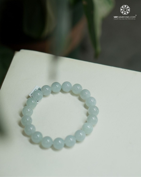 Vòng Tay Bạch Ngọc Nếp Băng 10mm
