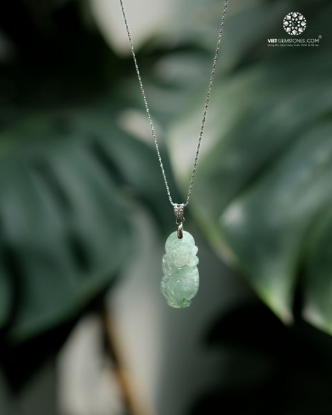 Mặt Dây Chuyền Tuổi Thân Cẩm Thạch Hoa Bay