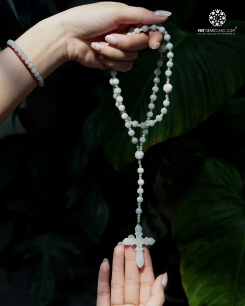 Tràng hạt Mân Côi 50 Kinh Cẩm Thạch Jadeite 07mm