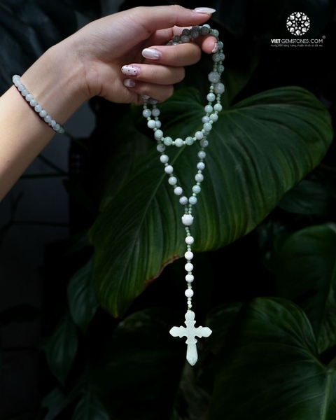 Tràng hạt Mân Côi 50 Kinh Cẩm Thạch Jadeite 07mm