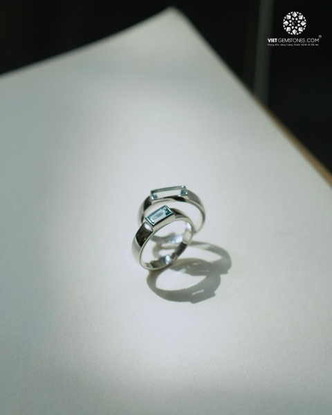 Nhẫn Bạc Đá Hải Lam Ngọc - Aquamarine thiết kế unisex