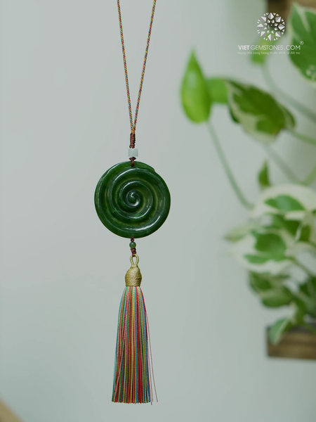 Ngọc Bội Treo Xe Koru Ngọc Bích