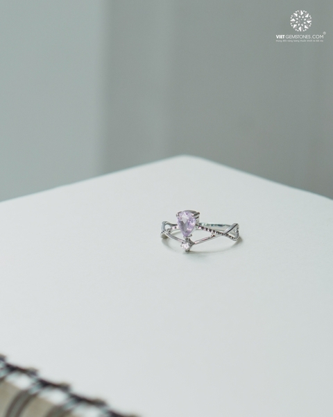 Nhẫn Bạc Đá Spinel - Bạc 950 Phủ Bạch Kim