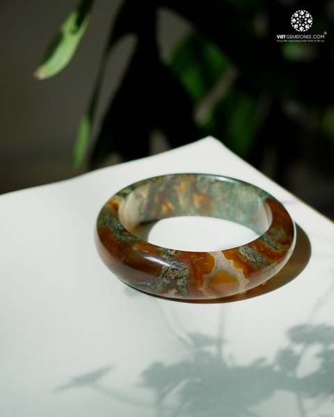 Vòng Nguyên Khối Băng Ngọc Thuỷ Tảo bản hẹ