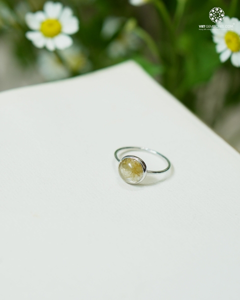 Nhẫn Bạc Thạch Anh Tóc Vàng