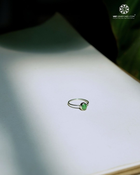 Nhẫn Bạc Jadeite Cẩm Thạch - Kiểu Đơn Giản