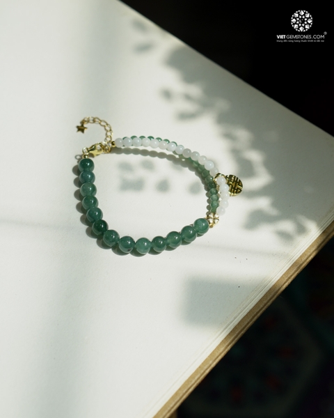 Vòng Ngọc An Nhiên Phối Charm Chữ Hỷ