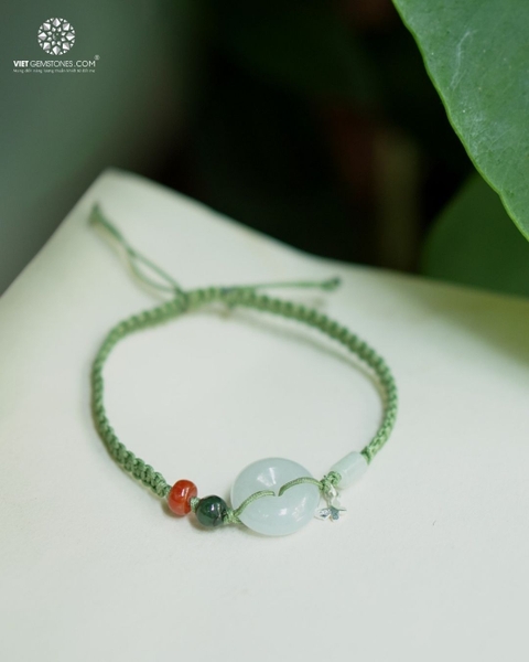 Vòng Tay Mala Đồng Điếu Cẩm Thạch Charm Bạc 02