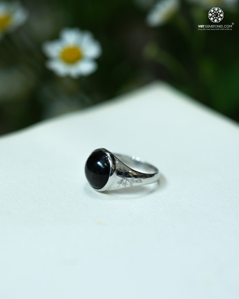 Nhẫn Bạc Nam Đá Rainbow Obsidian