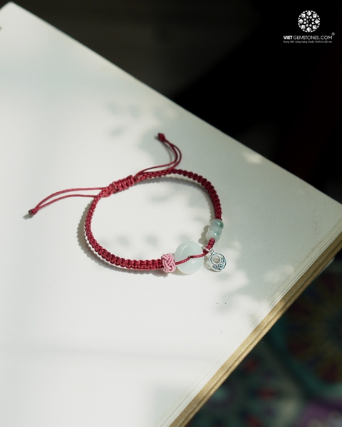 Vòng Tay Mala Đồng Điếu Cẩm Thạch Charm Bạc