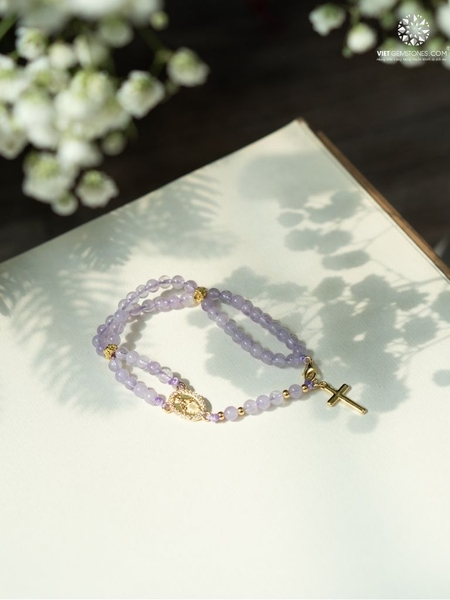 Lắc Tay Mân Côi 50 Kinh Thạch Anh Tím