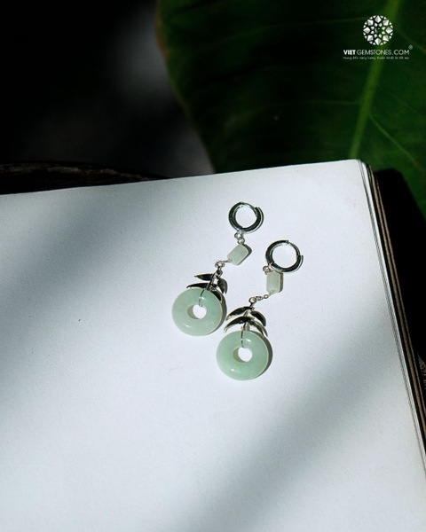 Bông Tai Đồng Điếu Cẩm Thạch Nếp Băng 02