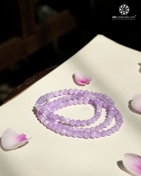 Vòng Chuỗi Quấn 3 Lines Đá Kunzite 5mm
