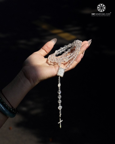 Tràng Hạt Mân Côi 50 Kinh Đá Mặt Trăng - Moonstone
